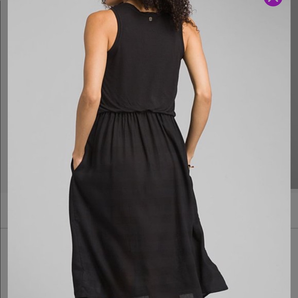 Prana Black Sleeveless Elastic Waist Midi Dress - Picture 2 of 4